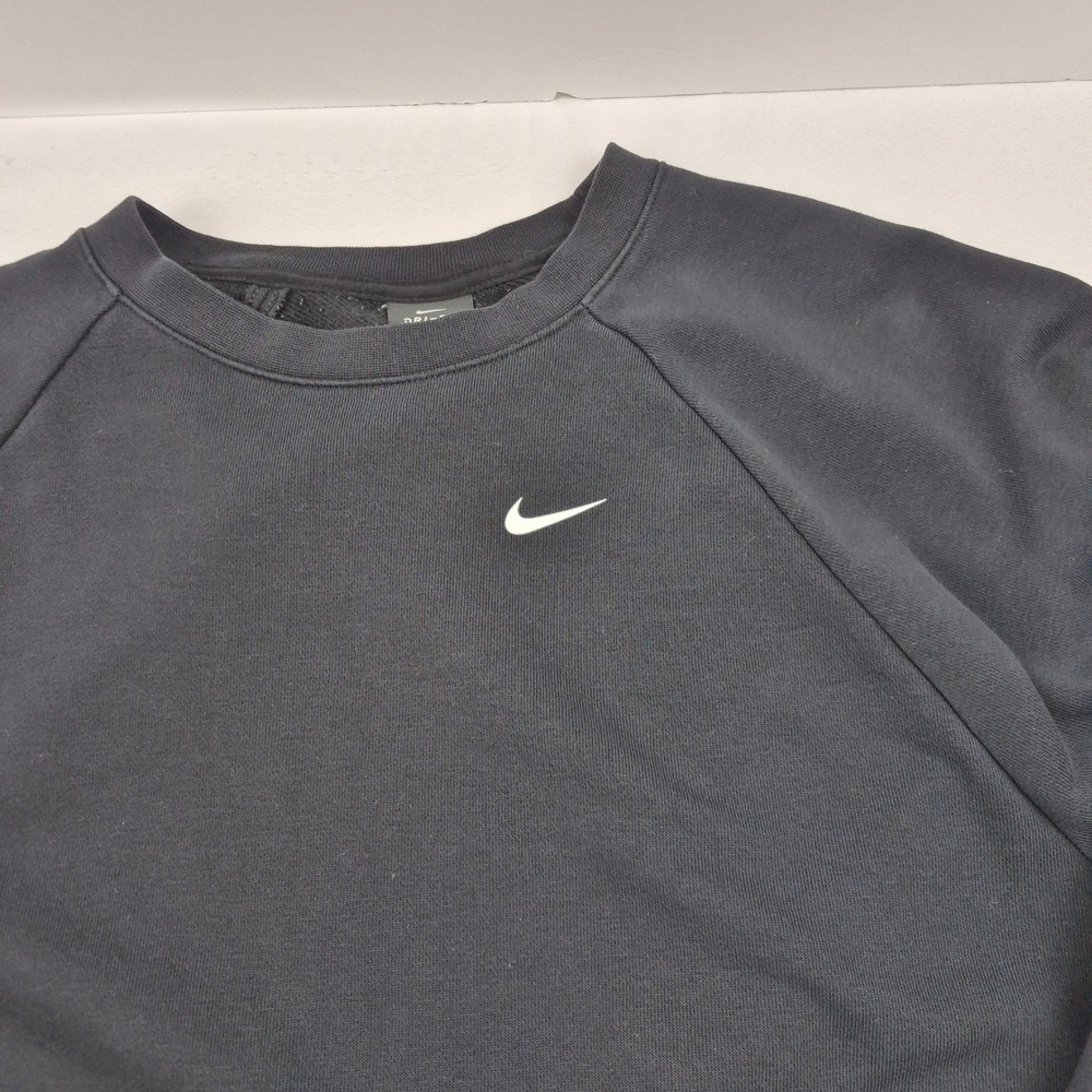 Nike Dri Fit Black Crew Neck Cropped Sweatshirt Pullover Athleisure L Cut-Outs - Picture 6 of 12